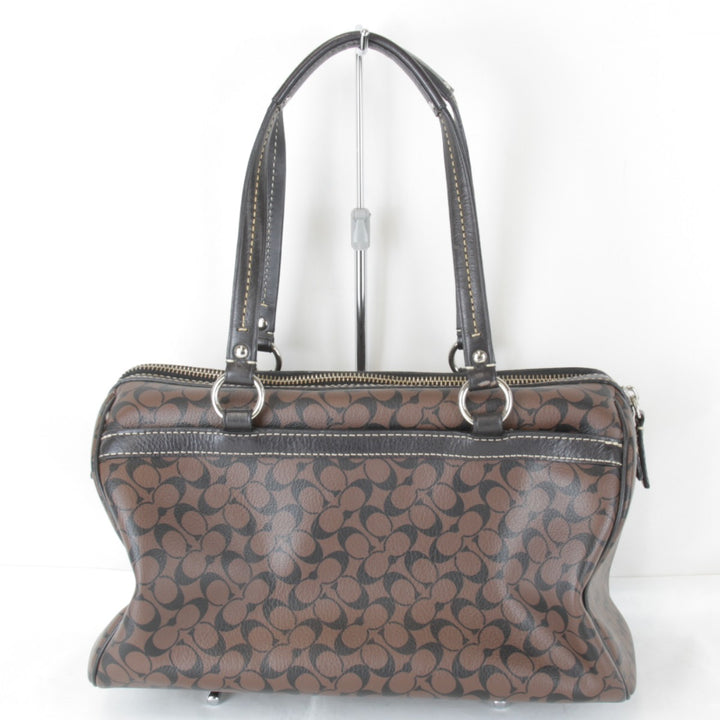 『USED』 
COACH コーチ 
 シグネチャー F15132 ミニボストンバッグ 
レザー ブラウン