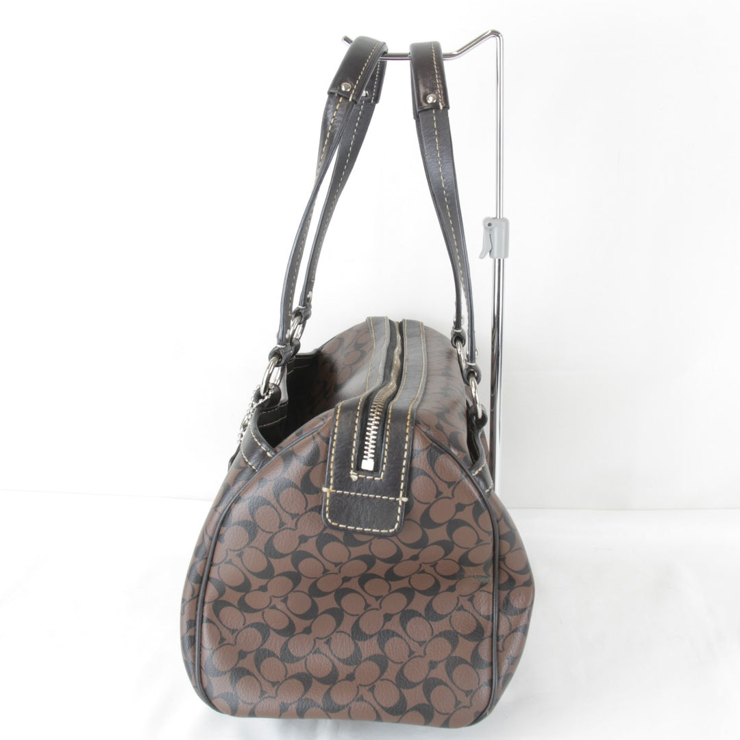 『USED』 
COACH コーチ 
 シグネチャー F15132 ミニボストンバッグ 
レザー ブラウン