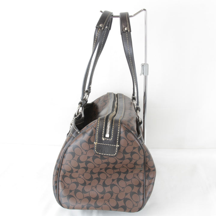 『USED』 
COACH コーチ 
 シグネチャー F15132 ミニボストンバッグ 
レザー ブラウン