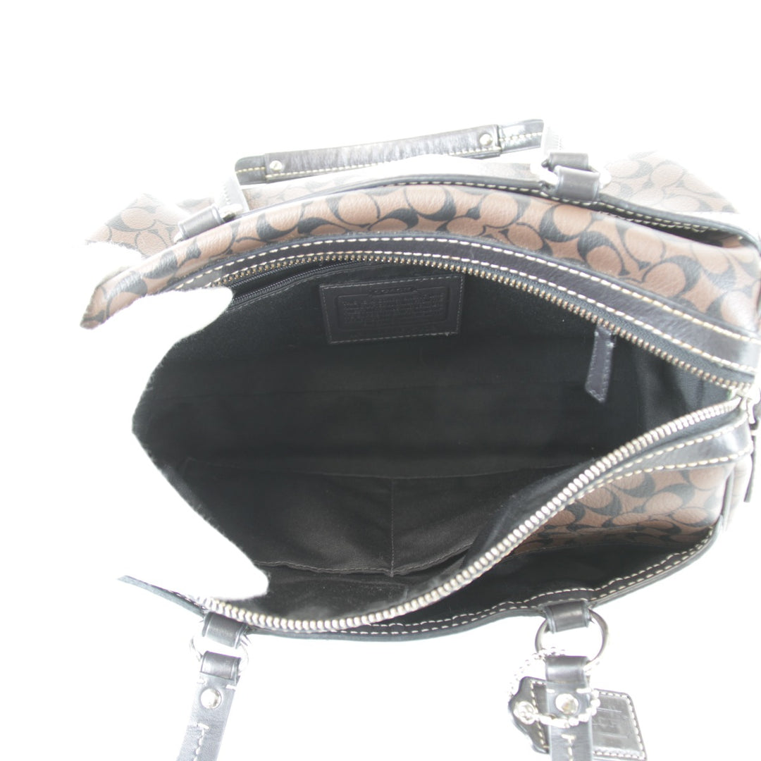 『USED』 
COACH コーチ 
 シグネチャー F15132 ミニボストンバッグ 
レザー ブラウン