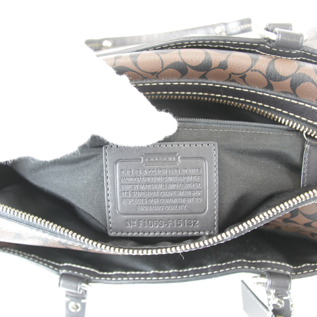 『USED』 
COACH コーチ 
 シグネチャー F15132 ミニボストンバッグ 
レザー ブラウン