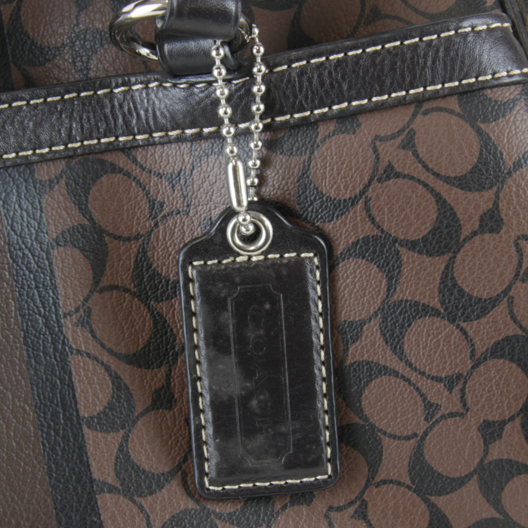 『USED』 
COACH コーチ 
 シグネチャー F15132 ミニボストンバッグ 
レザー ブラウン