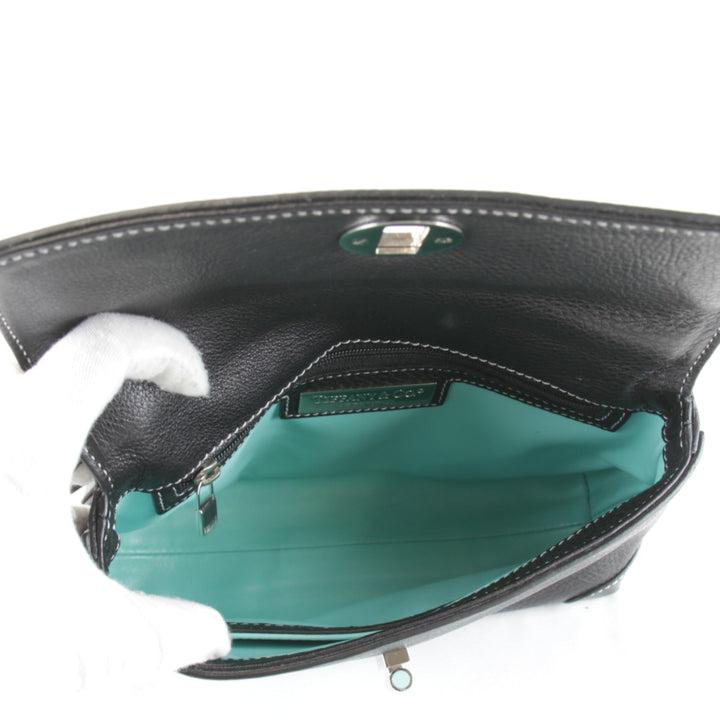 【価格改定】良品『USED』 
TIFFANY&Co. ティファニー 
 ターンロック ショルダーバッグ 
レザー ブラック