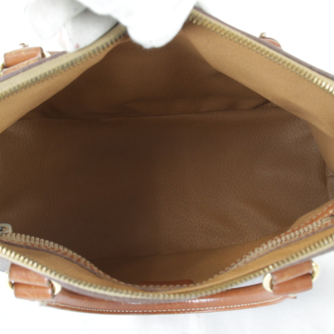 【価格改定】『USED』 
CELINE セリーヌ 
 マカダム ストラップ ハンドバッグ 
PVC/レザー ブラウン