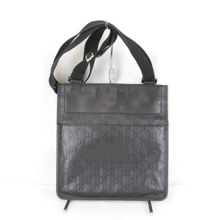 『USED』 
GUCCI グッチ 
 27639・200047 ショルダーバッグ 
シマレザー ブラック