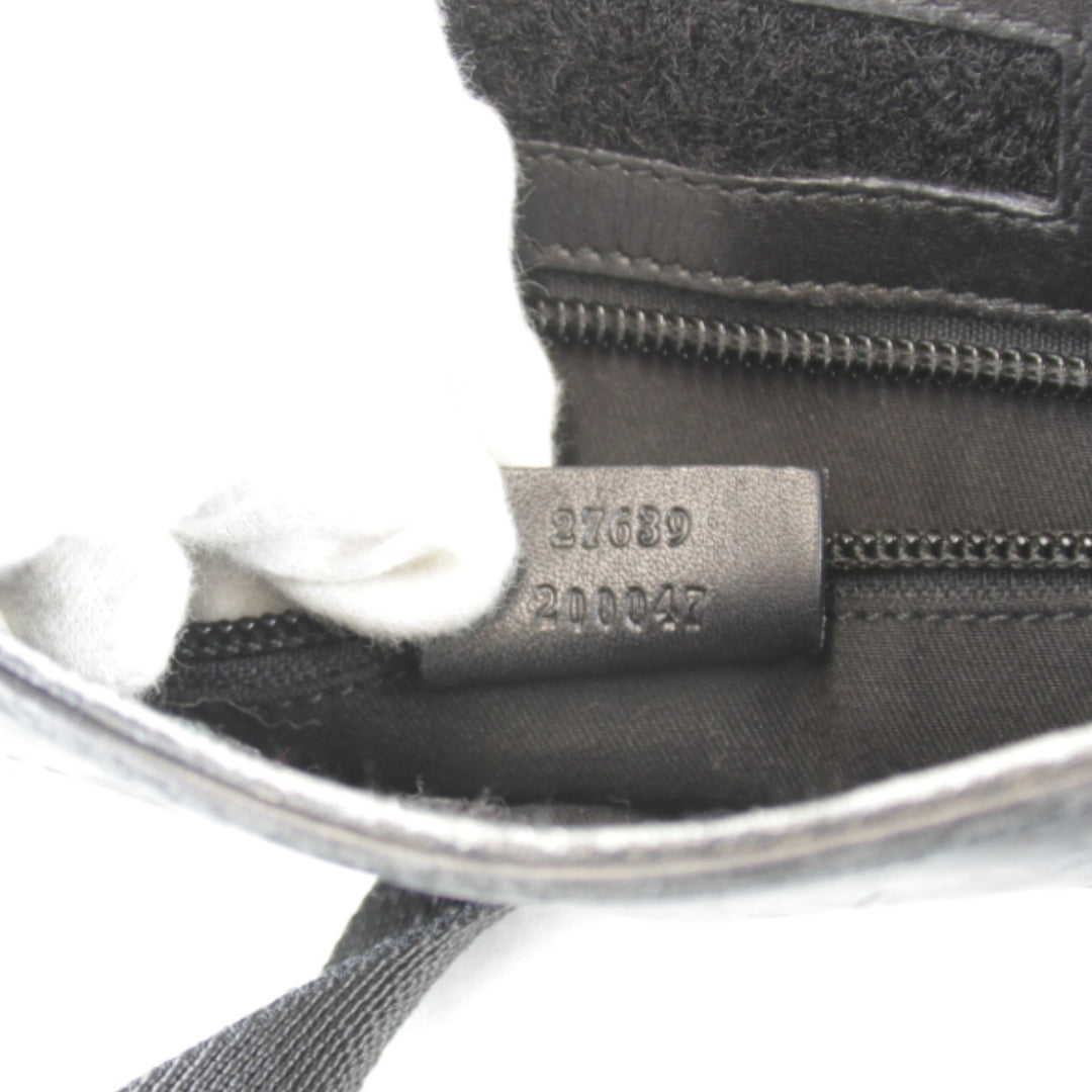 『USED』 
GUCCI グッチ 
 27639・200047 ショルダーバッグ 
シマレザー ブラック