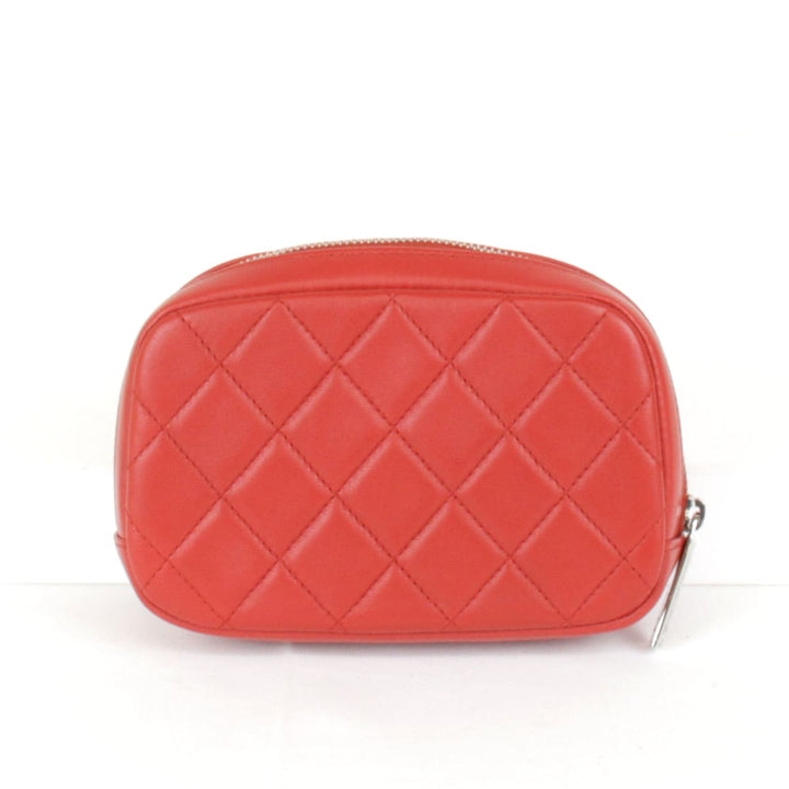 美品『USED』 
CHANEL シャネル 
 ポーチ 
ラムスキン レッド