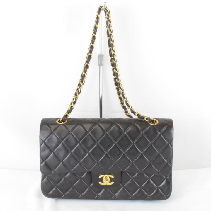 『USED』 
CHANEL シャネル 
 ダブルフラップ マトラッセ チェーンショルダー シール付 箱・袋有 ショルダーバッグ 
ラムスキン ブラック