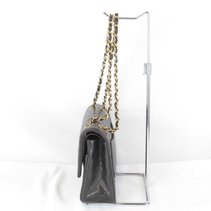 『USED』 
CHANEL シャネル 
 ダブルフラップ マトラッセ チェーンショルダー シール付 箱・袋有 ショルダーバッグ 
ラムスキン ブラック