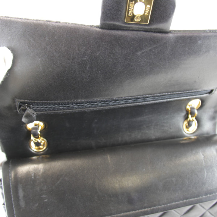 『USED』 
CHANEL シャネル 
 ダブルフラップ マトラッセ チェーンショルダー シール付 箱・袋有 ショルダーバッグ 
ラムスキン ブラック