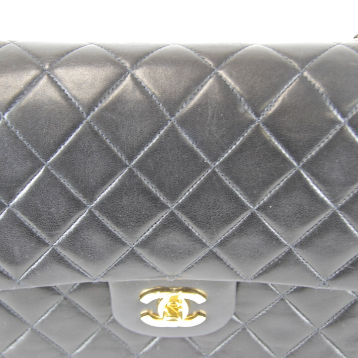 『USED』 
CHANEL シャネル 
 ダブルフラップ マトラッセ チェーンショルダー シール付 箱・袋有 ショルダーバッグ 
ラムスキン ブラック