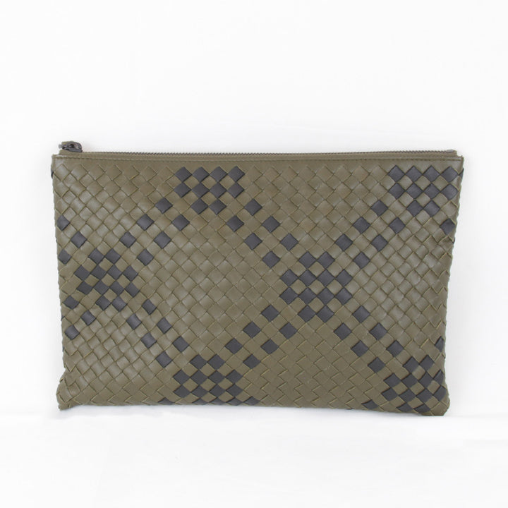 良品『USED』 
BOTTEGAVENETA ボッテガヴェネタ 
 クラッチバッグ 
レザー カーキ