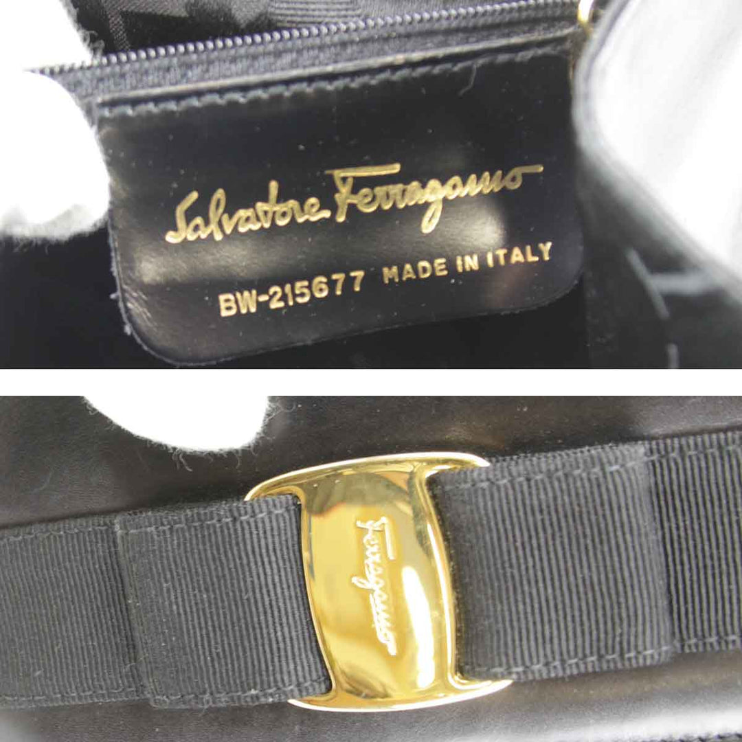 『USED』 
Salvatore Ferragamo フェラガモ 
 ショルダーバッグ 
レザー ブラック