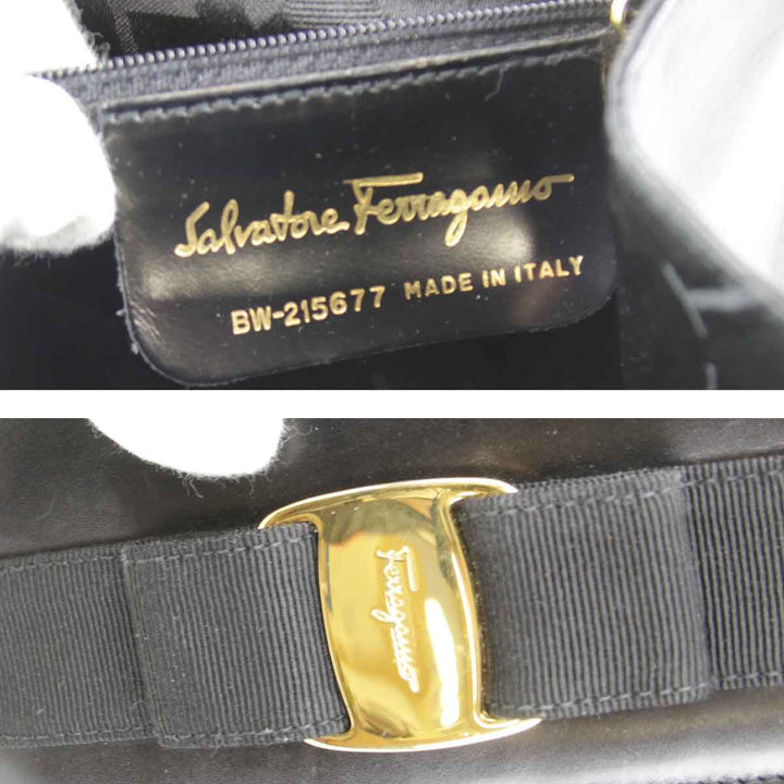 『USED』 
Salvatore Ferragamo フェラガモ 
 ショルダーバッグ 
レザー ブラック