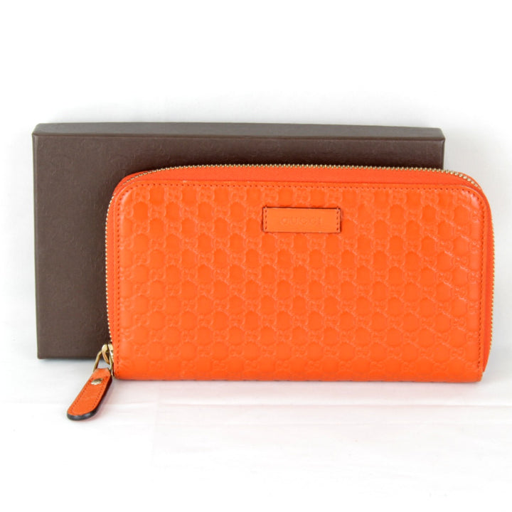 『USED』 
GUCCI グッチ 
 マイクログッチ ラウンドファスナー 449391・527545 長財布 
シマレザー オレンジ