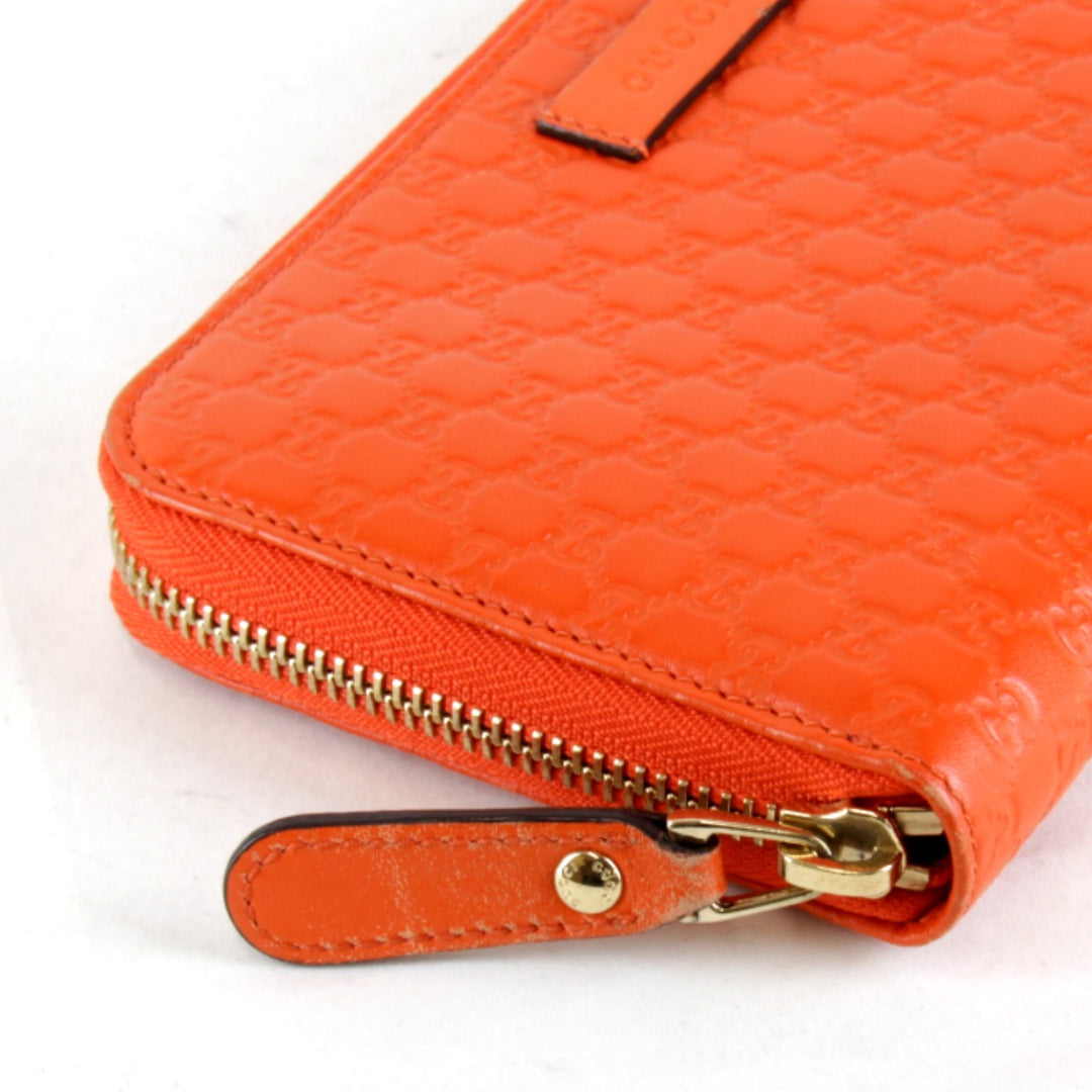 『USED』 
GUCCI グッチ 
 マイクログッチ ラウンドファスナー 449391・527545 長財布 
シマレザー オレンジ