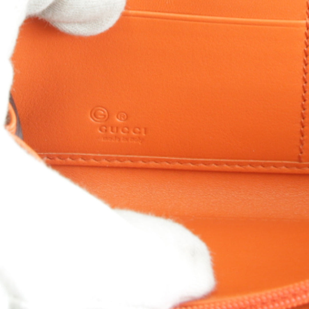 『USED』 
GUCCI グッチ 
 マイクログッチ ラウンドファスナー 449391・527545 長財布 
シマレザー オレンジ