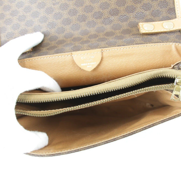【価格改定】『USED』 
CELINE セリーヌ 
 マカダム ショルダーバッグ 
PVC/レザー ブラウン