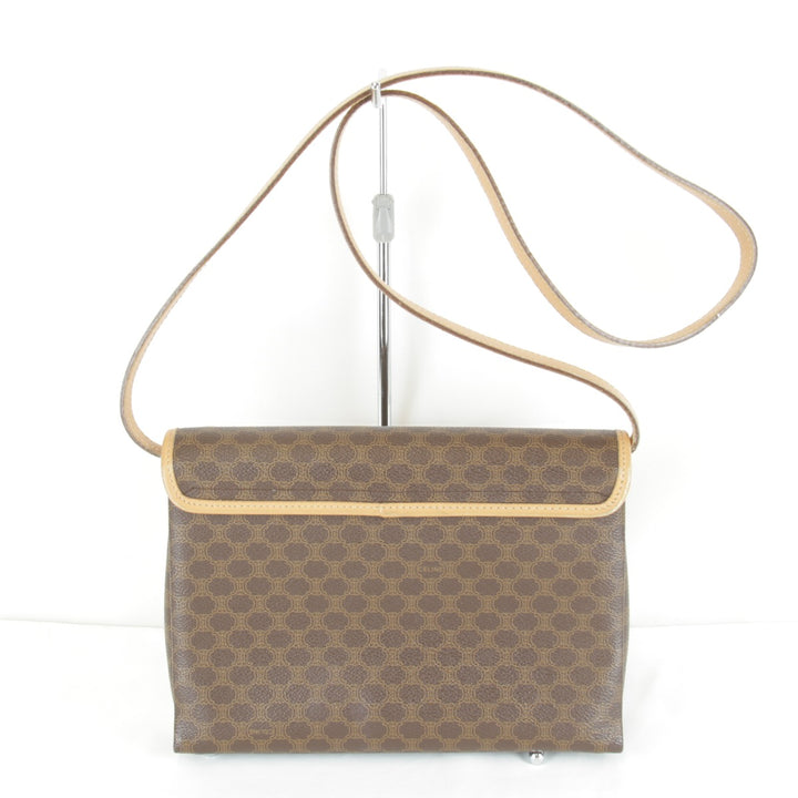 【価格改定】『USED』 
CELINE セリーヌ 
 マカダム ショルダーバッグ 
PVC/レザー ブラウン