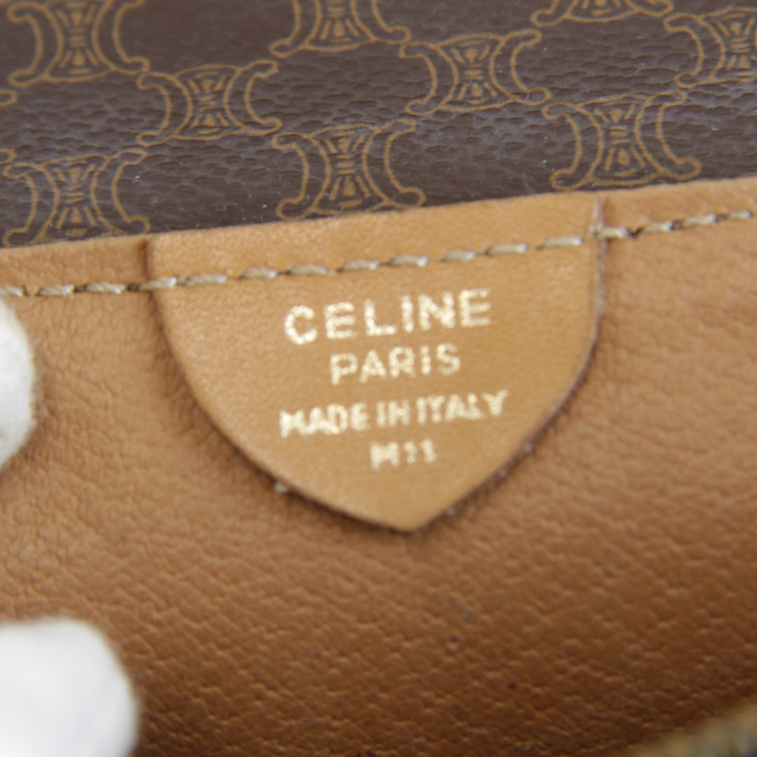 【価格改定】『USED』 
CELINE セリーヌ 
 マカダム ショルダーバッグ 
PVC/レザー ブラウン