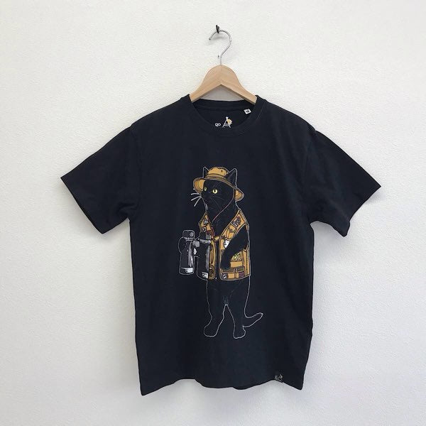 『USED』 
 
 go slow caravan ゴースローキャラバン 探検クロネコ Tシャツ サイズ3 半袖Ｔシャツ 
コットン ブラック