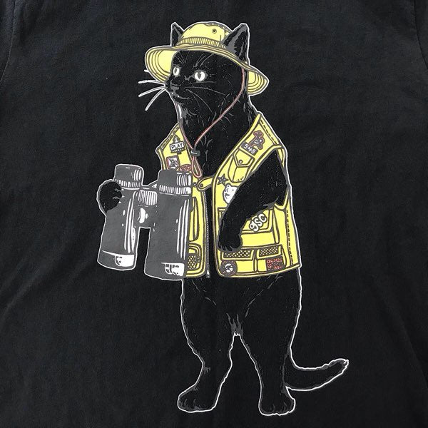 『USED』 
 
 go slow caravan ゴースローキャラバン 探検クロネコ Tシャツ サイズ3 半袖Ｔシャツ 
コットン ブラック