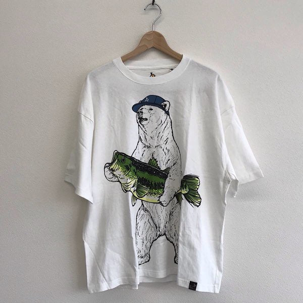 『USED』 
 
 ゴースローキャラバン go slow caravan ブラックバスクマ ビッグTシャツ サイズ3 半袖Ｔシャツ 
コットン ホワイト