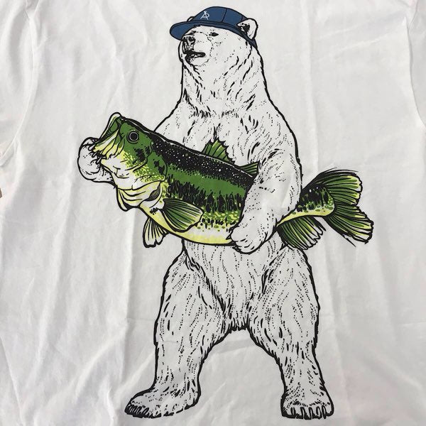 『USED』 
 
 ゴースローキャラバン go slow caravan ブラックバスクマ ビッグTシャツ サイズ3 半袖Ｔシャツ 
コットン ホワイト