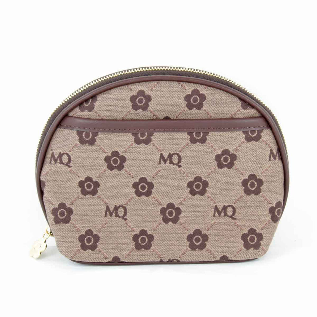 美品『USED』 
MARY QUANT マリークヮント 
 ラウンド型 ポーチ 
キャンバス ブラウン
