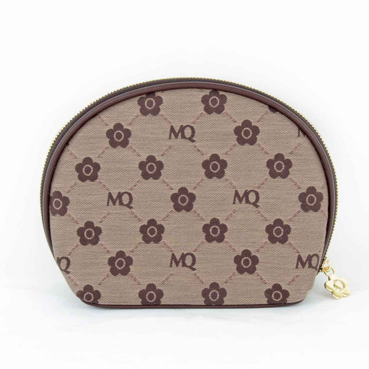 美品『USED』 
MARY QUANT マリークヮント 
 ラウンド型 ポーチ 
キャンバス ブラウン