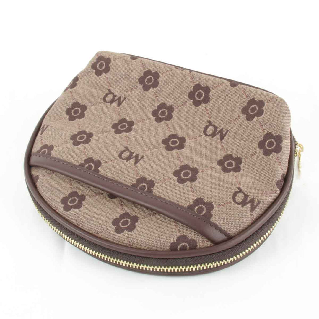 美品『USED』 
MARY QUANT マリークヮント 
 ラウンド型 ポーチ 
キャンバス ブラウン