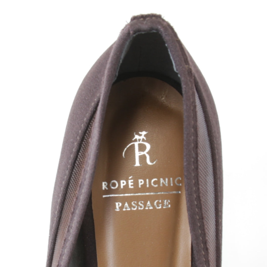 美品『未使用』 
ROPE PICNIC ロペピクニック 
 パンプス 
ファブリック ブラウン シースルー シック 秋の装いに