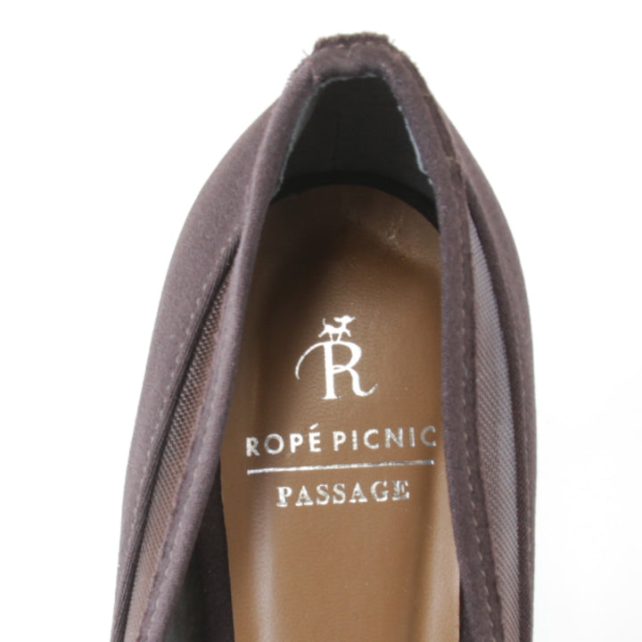 美品『未使用』 
ROPE PICNIC ロペピクニック 
 パンプス 
ファブリック ブラウン シースルー シック 秋の装いに