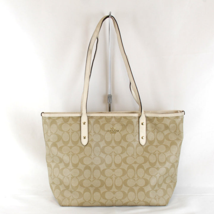 『USED』 
COACH コーチ 
 シグネチャー F58292 トートバッグ 
PVCコーティングキャンバス ベージュ