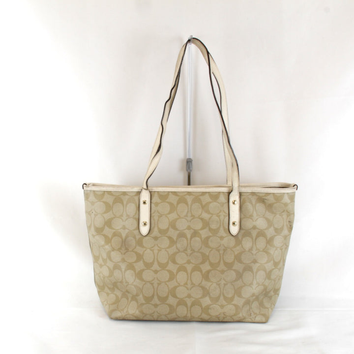 『USED』 
COACH コーチ 
 シグネチャー F58292 トートバッグ 
PVCコーティングキャンバス ベージュ