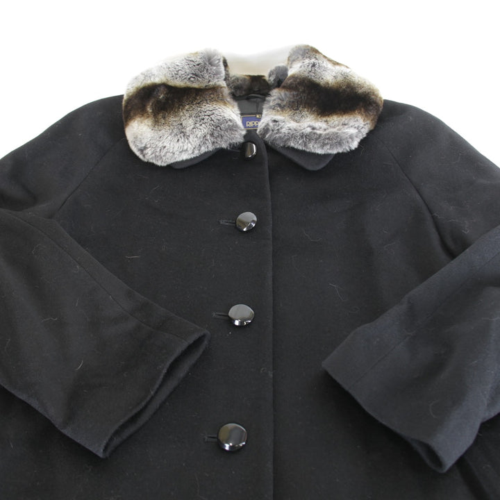 良品『USED』 
 
 RIPPLES ロングコート ファー襟 コート 
カシミヤ/ウール /ポリエステル ブラック