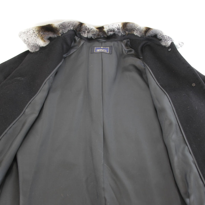 良品『USED』 
 
 RIPPLES ロングコート ファー襟 コート 
カシミヤ/ウール /ポリエステル ブラック