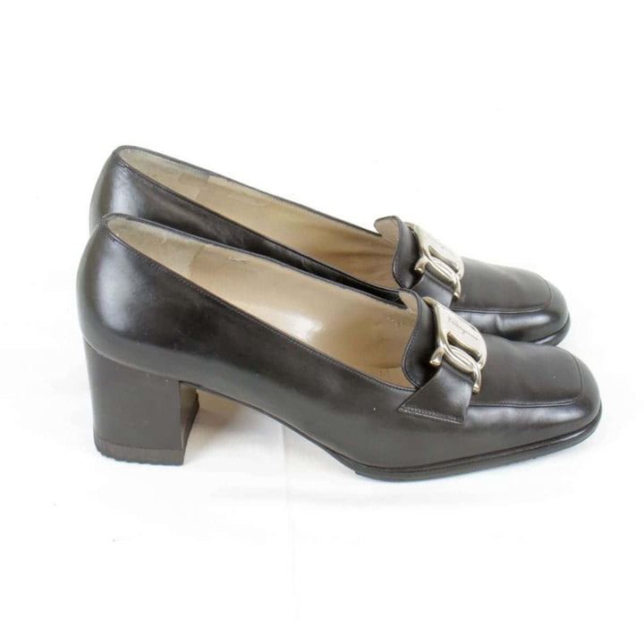 『USED』 
Salvatore Ferragamo フェラガモ 
 ビット パンプス 
レザー ブラック