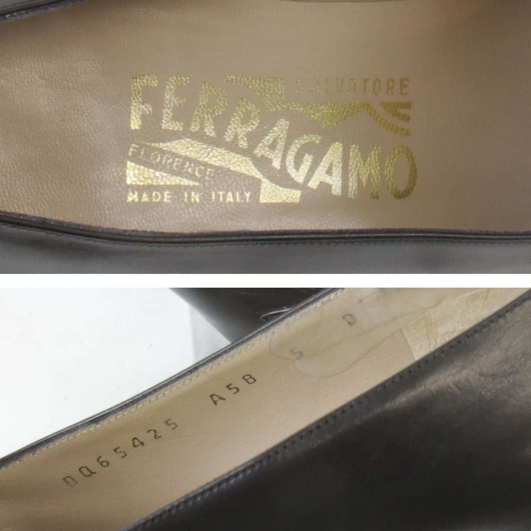 『USED』 
Salvatore Ferragamo フェラガモ 
 ビット パンプス 
レザー ブラック