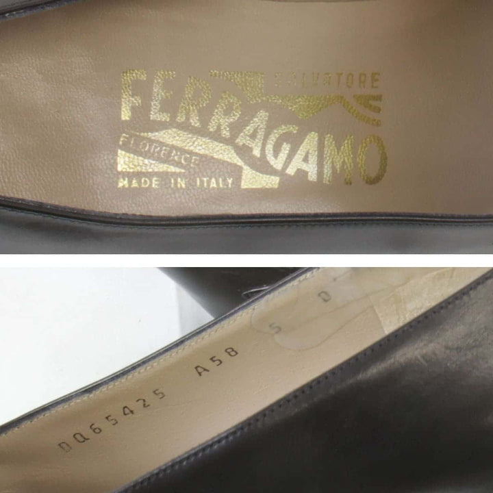 『USED』 
Salvatore Ferragamo フェラガモ 
 ビット パンプス 
レザー ブラック