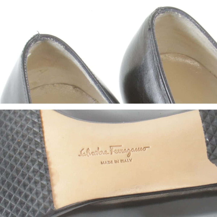 『USED』 
Salvatore Ferragamo フェラガモ 
 ビット パンプス 
レザー ブラック