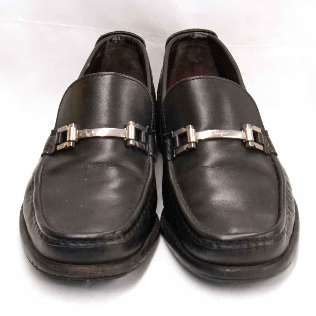 『USED』 
Salvatore Ferragamo フェラガモ 
 PASQUALE ローファー 
レザー ブラック メタルビット ビジネスシューズ