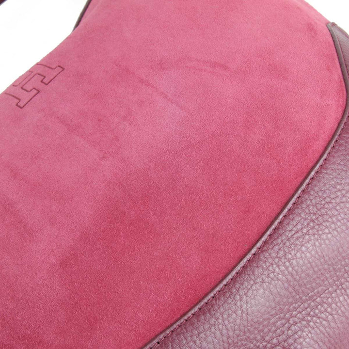 『USED』 
HIROFU ヒロフ 
 ショルダーバッグ 
スウェード ワインレッド