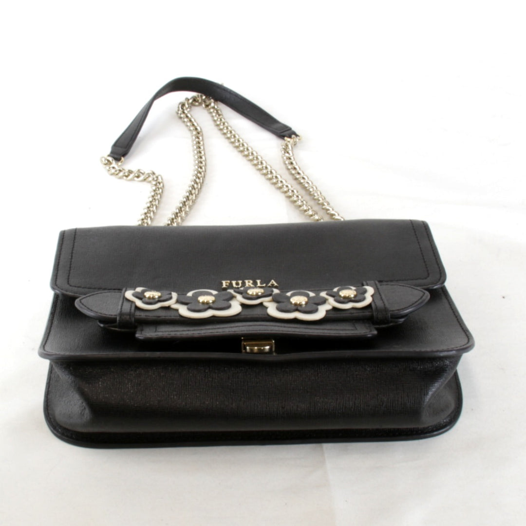【価格改定】良品『USED』 
Furla フルラ 
 チェーン ショルダーバッグ 
レザー ブラック