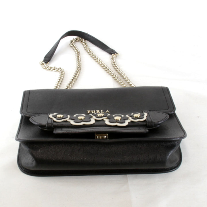 【価格改定】良品『USED』 
Furla フルラ 
 チェーン ショルダーバッグ 
レザー ブラック
