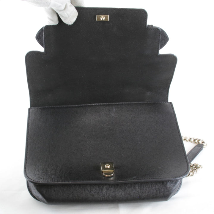 【価格改定】良品『USED』 
Furla フルラ 
 チェーン ショルダーバッグ 
レザー ブラック