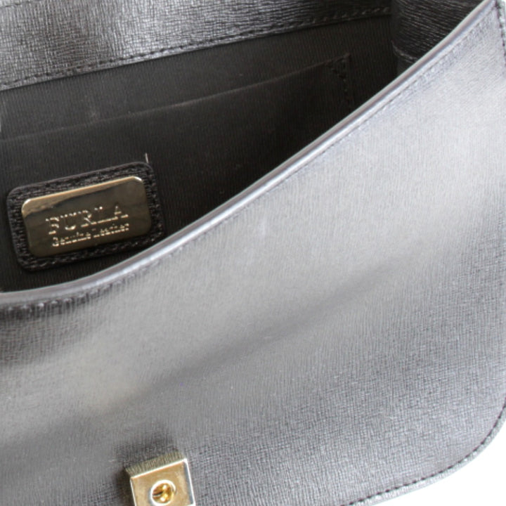 【価格改定】良品『USED』 
Furla フルラ 
 チェーン ショルダーバッグ 
レザー ブラック