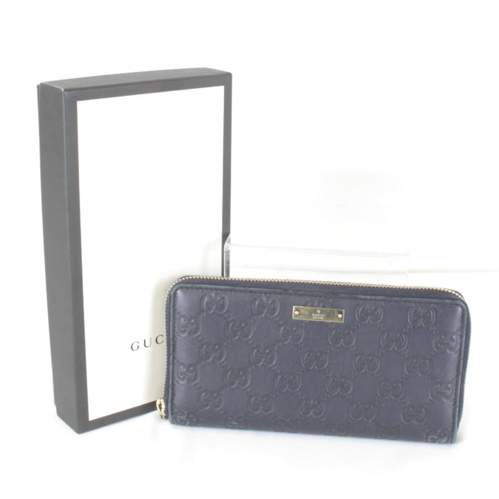 『USED』 
GUCCI グッチ 
 グッチシマ ラウンドファスナー 307980・2067 長財布 
シマレザー ネイビー