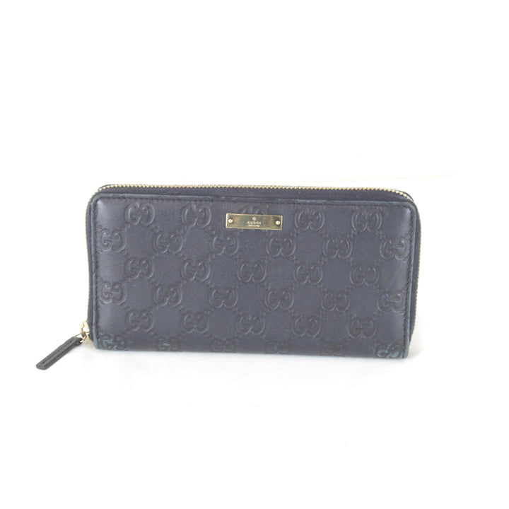『USED』 
GUCCI グッチ 
 グッチシマ ラウンドファスナー 307980・2067 長財布 
シマレザー ネイビー