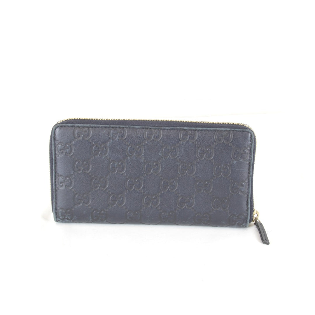 『USED』 
GUCCI グッチ 
 グッチシマ ラウンドファスナー 307980・2067 長財布 
シマレザー ネイビー